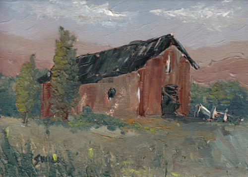 Mountain Barn, Oil Painting
